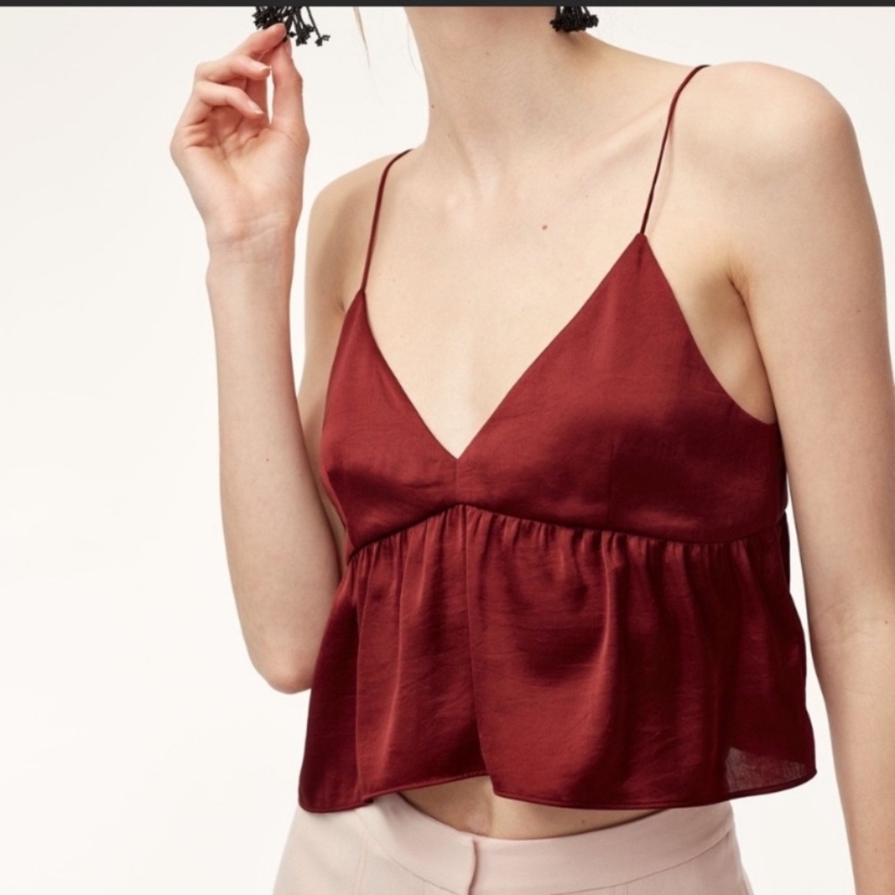 Aritiza Little Moon Lover Red Silky Tank